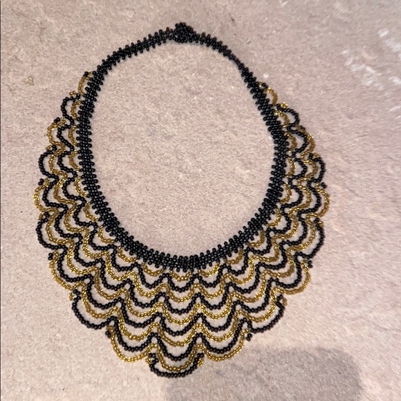 Black & Gold Seed Bead Necklace - Picture 7 of 11